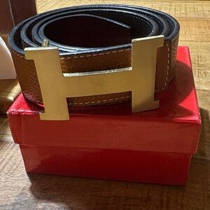 Hermes Brown Belt with Gold Buckle
